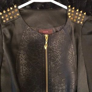 MARK Black Peplum Studded Shoulder Jacket